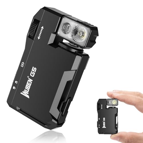 WUBEN G5 Rechargeable EDC Flashlight, 400 Lumens Dual Light Sources Mini Flashlight with RGB Light, Portable Flat Pocket Flashlights, Magnetic Keychain Flashlight for Outdoor Home Emergencies (Black)