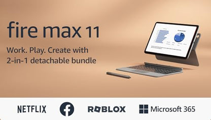 Amazon Fire Max 11 tablet productivity bundle with Keyboard Case, Stylus Pen, octa-core processor, 4 GB RAM to do more throughout your day, 64 GB, Gray