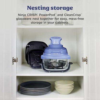 Ninja | Air Fryer | Crispi 4-in-1 Portable Cooking System | 4QT & 6 Cup Glass Containers, Crisper Plates & Storage Lids Included | Microwave, Freezer & Dishwasher Safe | Frosted Lilac | FN101PR