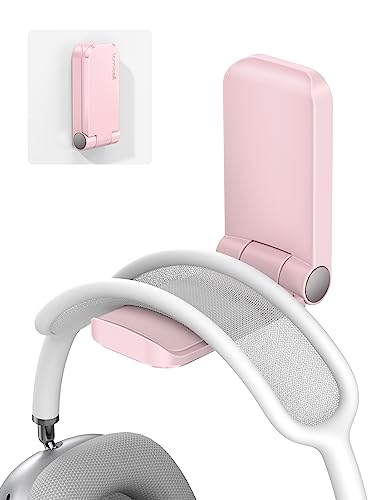 Lamicall Headphone Stand, Sticky Headset Hanger, Adhesive Headphone Holder | Headset Hook Mount Clip Under Desk, Earphone Clamp for Airpods Max, HyperX, Sennheiser, Pink