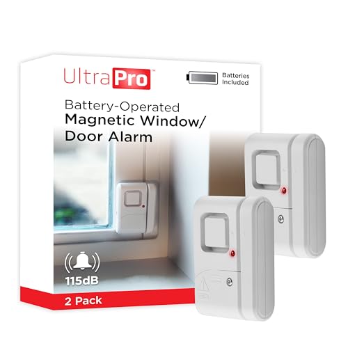 UltraPro Personal Security Window and Door Alarm, 2 Pack, DIY Protection, Burglar Alert, Wireless Chime/Alarm, Easy Installation, Home Security, Ideal for Home, Garage, Apartment, White, 45115