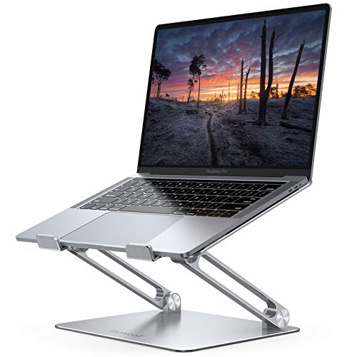 Lamicall Adjustable Laptop Stand, Portable Laptop Riser, Aluminum Laptop Stand for Desk Foldable, Ergonomic Computer Notebook Holder for MacBook Air Pro HP, Office Desk Accessories (10-17.3'')- Silver
