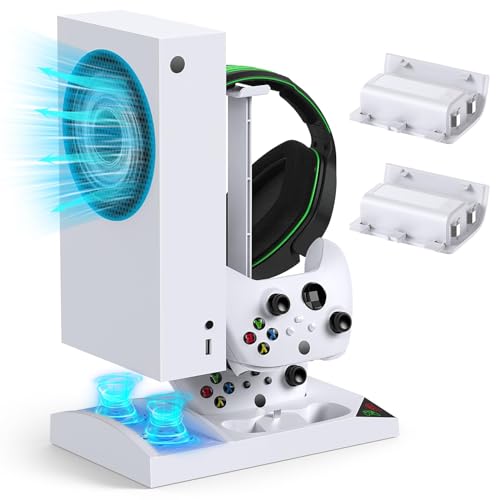 MENEEA Charger Stand Cooling Fan for Xbox Series S Console&Controller,White