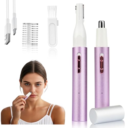 Mendaping 2026 Rechargeable Nose & Ear Hair Trimmer, Dual-Edge Blade Electric Clipper for Women Men, Facial & Eyebrow Hair Removal Tool, Powerful Motor, Painless, Easy to Clean (Multicolor)