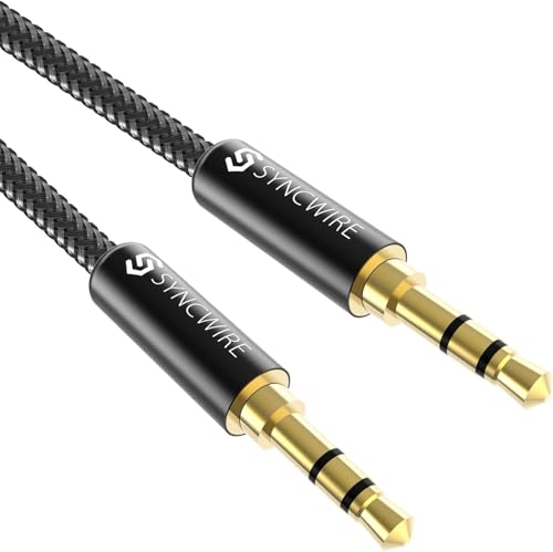 Syncwire 3.5mm Nylon Braided Aux Cable (3.3ft/1m, Hi-Fi Sound), Audio Auxiliary Input Adapter Male to Male Cord for Headphones, Car, Home Stereos, Speaker, iPhone, iPad, iPod, Echo & More - Black