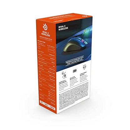 SteelSeries Rival 3 Wireless Gaming Mouse – 400+ Hour Battery Life – Dual Wireless 2.4 GHz and Bluetooth 5.0 – 60 Million Clicks – 18,000 CPI TrueMove Air Optical Sensor,Black