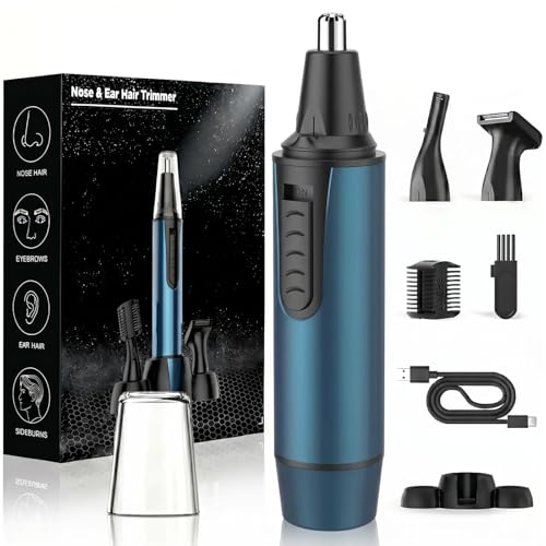 AREYZIN Nose Hair Trimmer for Men,2026 Professional 3 in 1 Painless RechargeableEar and Nose Trimmer,IPX7 Waterproof Eyebrow Facial Hair Trimmer Body Grooming Kit Dual EdgeBlades
