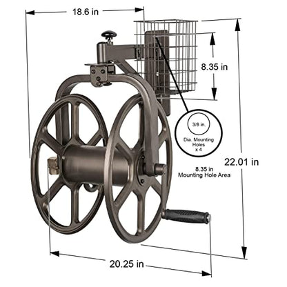 Liberty GARDEN 712 Single Arm Navigator Multi-Directional Garden Hose Reel, Holds 125-Feet of, 5/8-Inch, Bronze