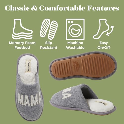 Dearfoams Women's Mama Bear, Light Heather Grey, 9-10