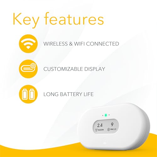 Airthings 2960 View Plus - Battery Powered Radon & Air Quality Monitor (PM, CO2, VOC, Humidity, Temp, Pressure)