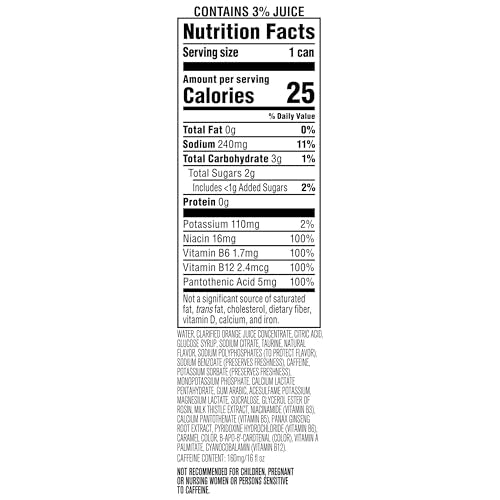 Rockstar Energy Drink with Caffeine Taurine and Electrolytes, Recovery Orange, 16 Fl Oz (Pack of 12)