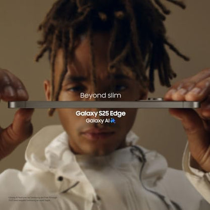 SAMSUNG Galaxy S25 Edge Phone, 256 GB AI Smartphone, Unlocked Android, Night Video, Fast Processor, ProScaler Display, All-Day Battery, 2025, US 1 Yr Manufacturer Warranty, Titanium Icyblue