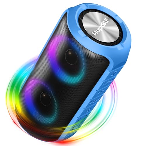 Hupoaf Bluetooth Speaker, 2026 New Portable Wireless Speaker with 6D Loud Sound, IPX7 Waterproof, HD Call, RGB Lights, 12H Playtime for Home/Party/Outdoor/Beach, Electronic Gadgets, Birthday Gift