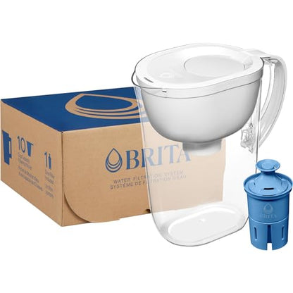 Brita Water Pitcher, Everyday Elite Filter, Removes 99% of Lead, Includes 1 Filter, 10-Cup Capacity, White