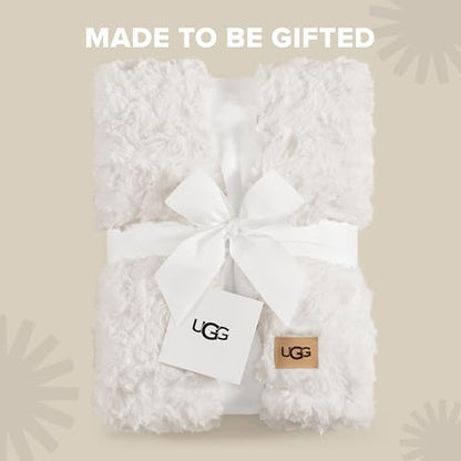 UGG Adalee Throw Blanket for Couch, Faux Fur Blanket, 50" x 70", White