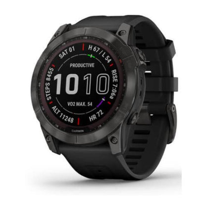 Garmin 010-02541-10 fenix 7X Sapphire,Larger adventure smartwatch, Solar Charging Capabilities, rugged outdoor GPS watch, touchscreen, wellness features, Carbon Gray DLC Titanium with Black Band