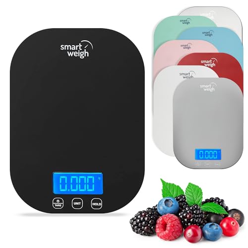 Smart Weigh Black Digital Kitchen Scale, 11 lb x 1g, Weight Loss Tracking
