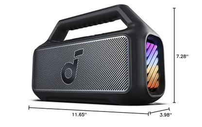 soundcore Boom 2 By Anker, Outdoor Speaker, 80W, Subwoofer, BassUp 2.0, 24H Playtime, IPX7 Waterproof, Floatable, RGB Lights, USB-C, Custom EQ, Bluetooth 5.3, Portable for Camping, Beach, and Backyard