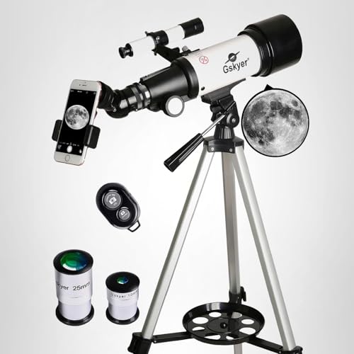 Gskyer Telescope, 70mm Aperture 400mm AZ Mount Astronomical Refracting Telescope for Kids Beginners - Travel Telescope with Carry Bag, Phone Adapter and Wireless Remote.