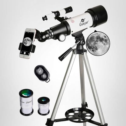 Gskyer Telescope, 70mm Aperture 400mm AZ Mount Astronomical Refracting Telescope for Kids Beginners - Travel Telescope with Carry Bag, Phone Adapter and Wireless Remote.