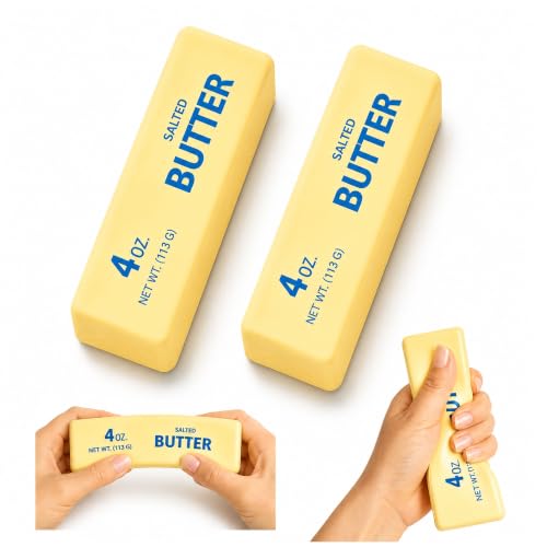 2 PCS Butter Squishy,Butter Squishy Toy, Squishy Fidget Toy, Stress Relief Toy, Soft Squeeze Anxiety Relief Fidget Toy, 4oz Butter-Shaped Squishy Toy for Office Desk Home, Reusable Durable Material