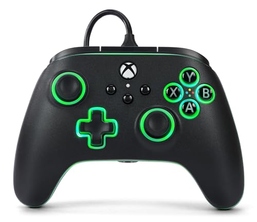 PowerA Advantage Wired Controller for Xbox Series X|S with Lumectra - Black, gamepad, wired video game controller, gaming controller, works with Xbox One and Windows 10/11, officially licensed