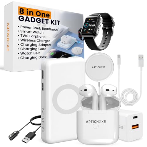 Artichoke 6 in 1 Accessories Gift Set Power Bank 5000 Smart Watch TWS Earphones Accessories Birthday Gifts Boyfriend Tech Gadgets Regalos para Hombre Travel Men Women Him Her