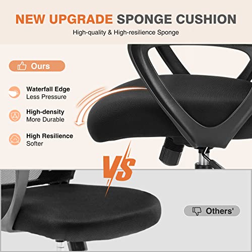 Sweetcrispy Home Office Managerial Executive Chair with Ergonomic Design, Mid-Back Mesh Swivel, Comfortable Lumbar Support and Rotating Wheels for Bedroom, Study