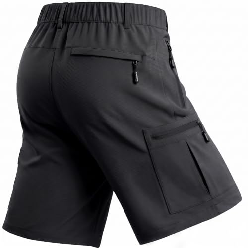 7 Inch 7in Inseam Men Casual Cargo Golf Hiking Work Summer Shorts Camping Gear Essential Fishing Accessories Outdoor Must Have Safari Stuff Must Haves Gadgets Wear Cool Clothes Machine Apparel Black