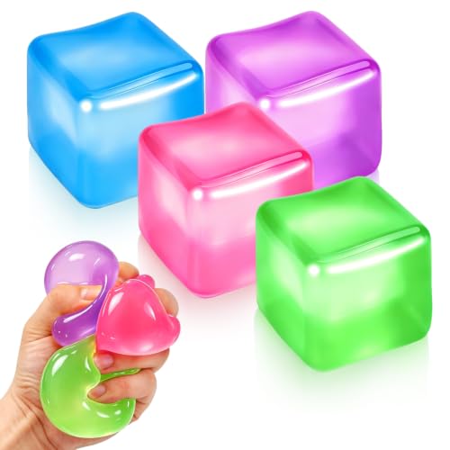 Siwarm 4 Pack Stress Cube Squishy Fidget Toys for Anxiety Stress Relief
