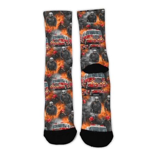Comfort Fit Crew Dress Socks for Outdoor, Football, Fire Truck Compression Socks Thermal Socks for Boys Girls, Hunting, Athletic Socks Tactical Socks