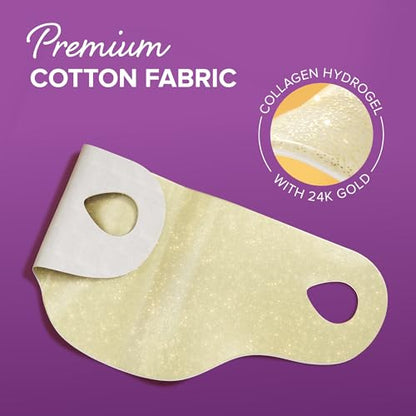 MAREE Collagen Facial Mask with Hyaluronic Acid - Hydrating Face Masks Skincare - Mascarillas Faciales For Women Skin Care - Gold, 5 Count