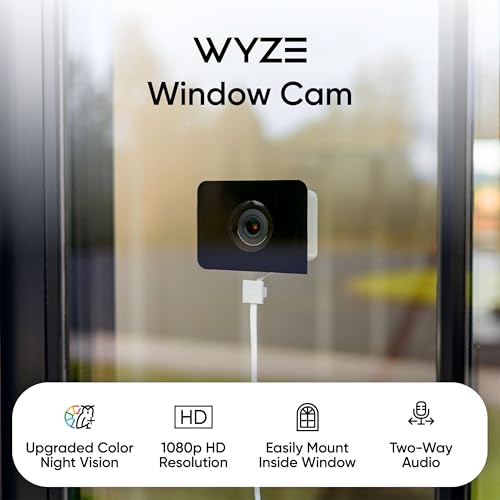 WYZE Window Camera 2-Pack, WiFi Indoor HD Security Cam, Color Night Vision