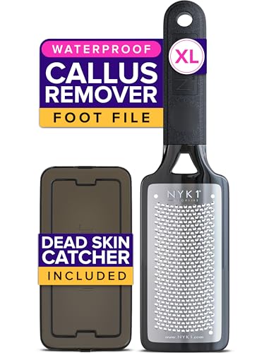 RUSTPROOF Foot File Callus Remover for Feet with Skin Catcher (XL Size) NYK1 MEGAFILE Foot Callus Remover for Wet & Dry Use - High-Performance Feet Scrubber with Textured Grip for Non-Slip Control
