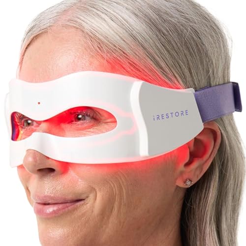 iRestore Red Light Therapy for Eyes – 180 LEDs Eye Mask with Infrared Light for Under-Eye Wrinkles, Forehead Lines, 11's, Crow's Feet, Dark Circles