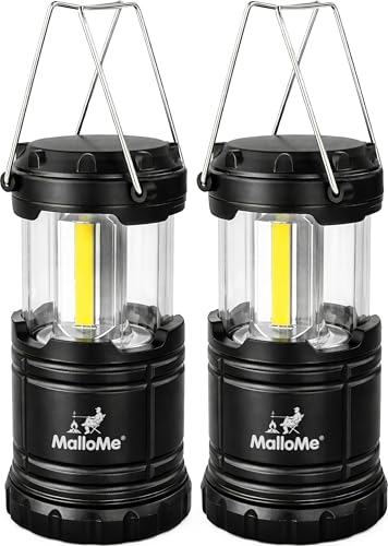 MalloMe Camping Lights LED Lantern Flashlights, Battery Operated Lamp Tent Lanterns for Power Outages, Camping Essentials Outdoor,Home,Emergency Gear, Hurricane Survival (3 AAA batteries not included)