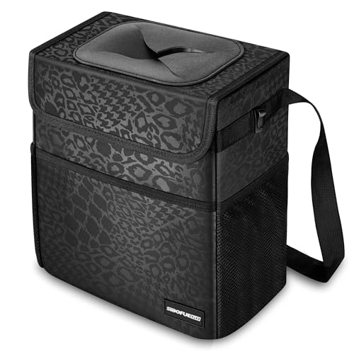 SIBOFUEGO Cute Car Trash Can with Lid, Collapsible, Leak-Proof, 2 Gallon