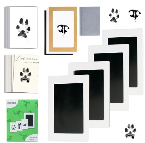 DeerZone Inkless Paw Print Kit for Dogs Cats,Clean Touch Ink Pads,4 Pack