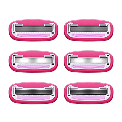 Amazon Basics Women's 5 Blade Razor Blades Refills, Fits Amazon Basics FITS System & Venus Handles, 6 Cartridges (Pack of 1)