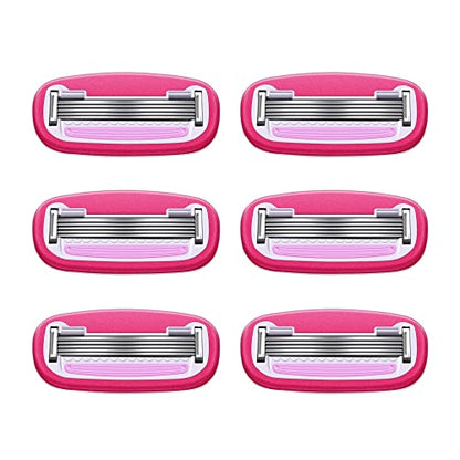 Amazon Basics Women's 5 Blade Razor Blades Refills, Fits Amazon Basics FITS System & Venus Handles, 6 Cartridges (Pack of 1)