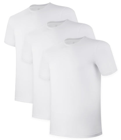 BAMBOO COOL Mens Undershirts Pack, Soft T Shirts for Men, Moisture Wicking Tees, Stretchy Breathable Crew Neck Inner Shirt White