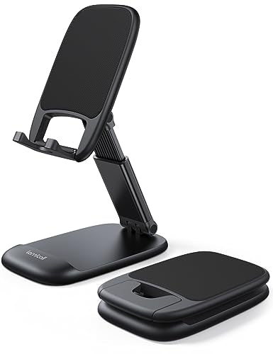 Lamicall Cell Phone Stand for Desk - [Height Adjustable] Foldable Mobile Phone Holder, Portable Stand for iPhone 17 16 15 14 13 12 11 Pro Max Plus Air, Galaxy S25, Office Gift Mothers Day Accessories