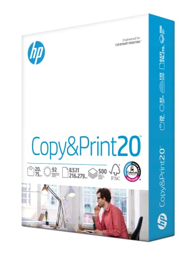 HP Printer Paper | 8.5 x 11 Paper | Copy &Print 20 lb | 1 Ream Case - 500 Sheets| 92 Bright | FSC Certified | 200060