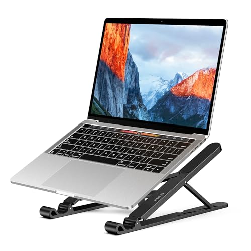 BESIGN LS01 Pro Ergonomic Laptop Stand, Plastic Laptop Riser, Portable and Adjustable Notebook Computer Holder Compatible with 10-14" Laptops (Black)