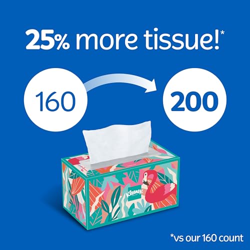 Kleenex Trusted Care Facial Tissues, 8 Flat Boxes, 200 Tissues per Box, 2-Ply, Packaging May Vary