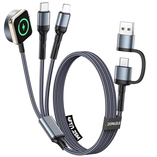 Travel Essentials for Apple Watch Charger,Multi Charging Cable for iPhone | iWatch Charger USB C Cord,Car Cruise RV Camping Essentials 2026 for iWatch Ultra/12&iPhone 18/17/16/15, Xbox One Cables