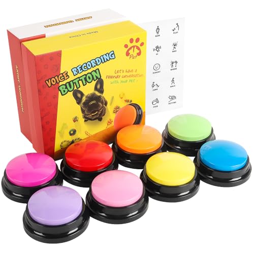 Act boldly Voice Recording Button 8 Colors, Dog Buttons for Communication Pet Training Buzzer, 30 Second Record & Playback, Funny Gift for Classroom Home Red Blue Orange Rose Purpe Green Yellow Pink