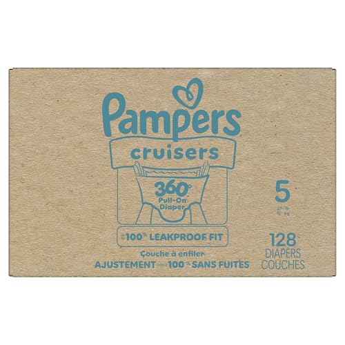 Pampers Diapers - Cruisers 360 - Size 5, 128 Count, Babyproof up to 100% Leakproof Pull-On Diaper