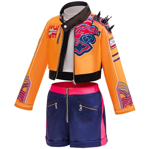 Lgandpg Singer Costume Kids Girls Halloween Outfit Include Jacket,Tshirt,Shorts (5-6Y)