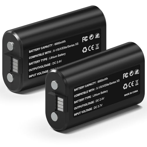 Wzygdzsw 2×6660mWh Rechargeable Battery Pack for Xbox Series X/S & One/S/X/Elite Controllers, Overcharge/Short-Circuit Protection | Play & Charge, FCC/CE Certified (Includes 2 Battery Only)